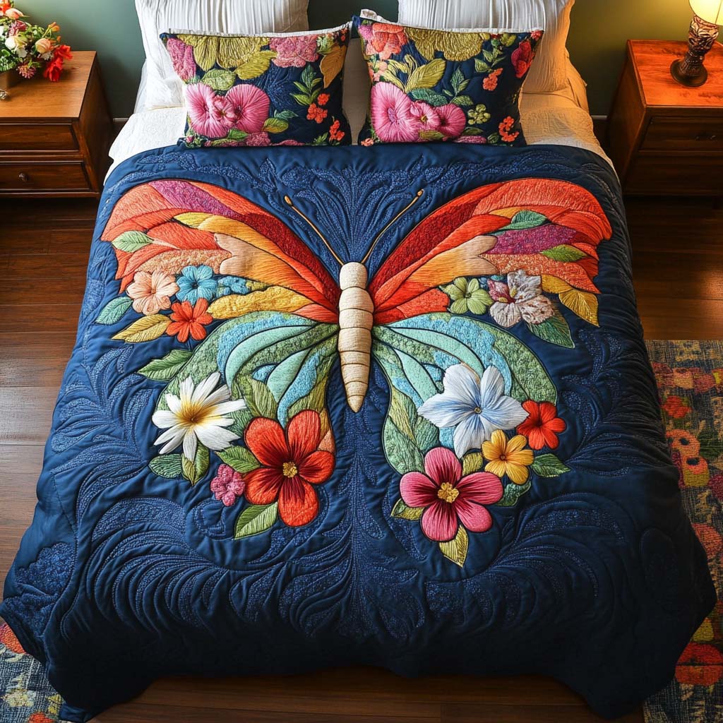 Gentle Butterfly Glow Quilted Bedding Set Best Comforter Sets Butterfly Gifts For Girlfriend
