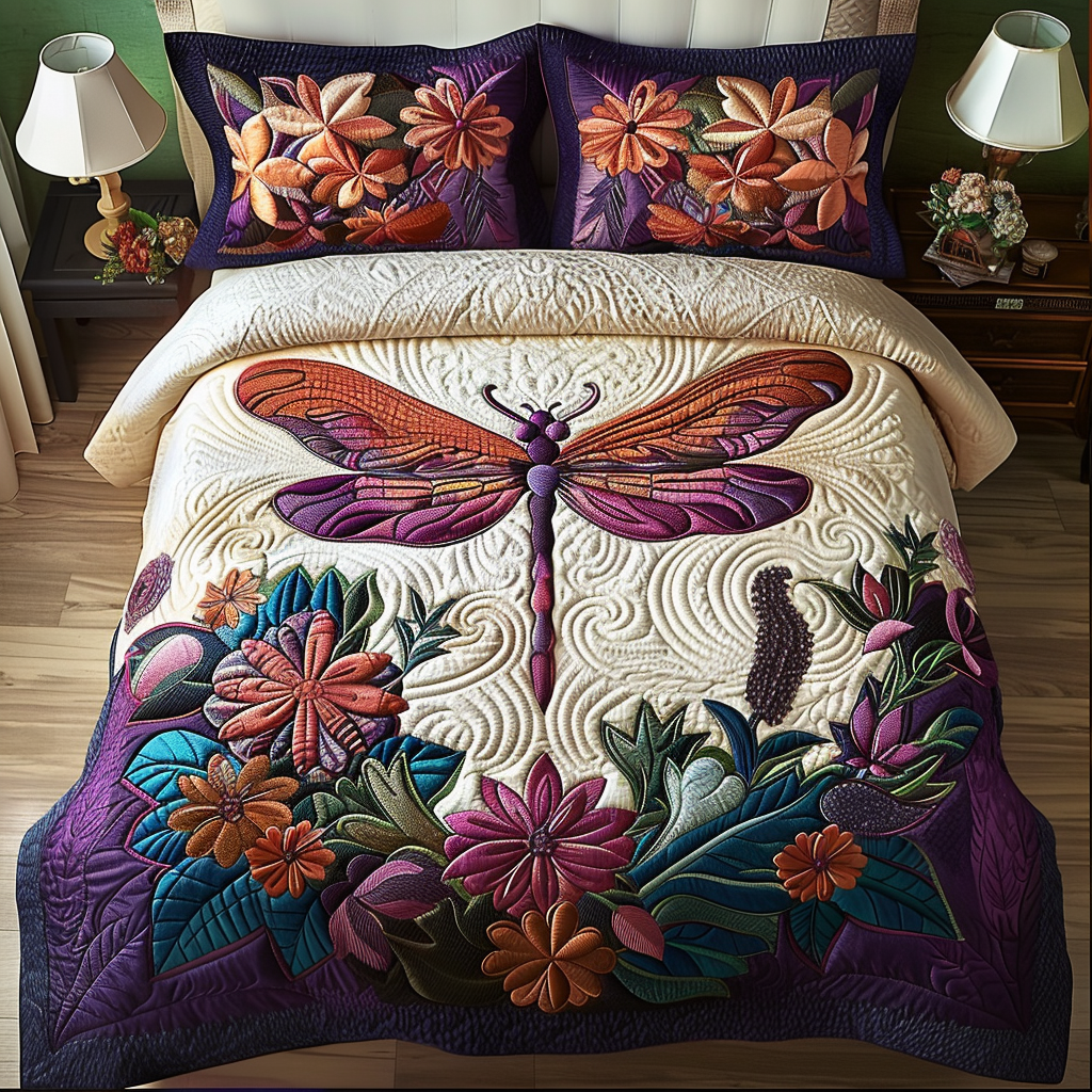 Gentle Dragonfly Quilted Bedding Set Bedroom Decorations Cool Gifts For Dragonfly Lovers