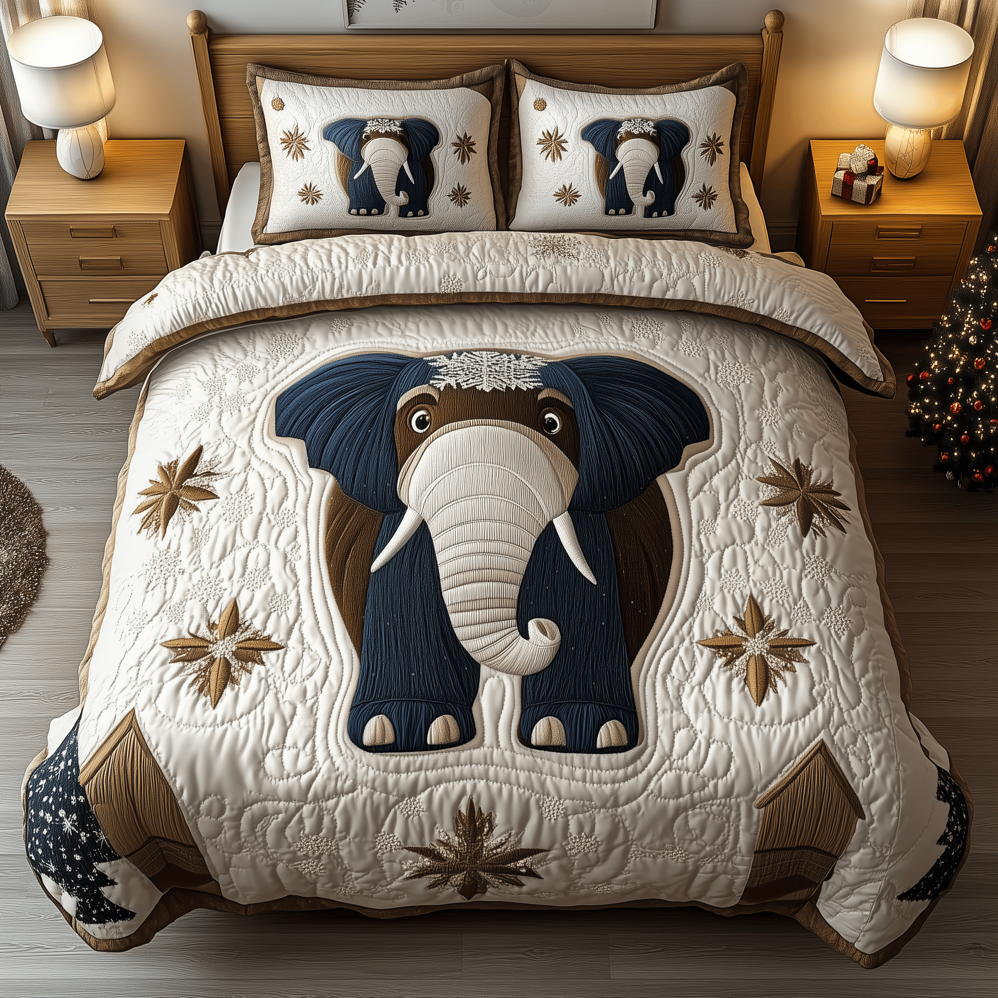 Gentle Elephant Quilted Bedding Set Funny White Elephant Gifts
