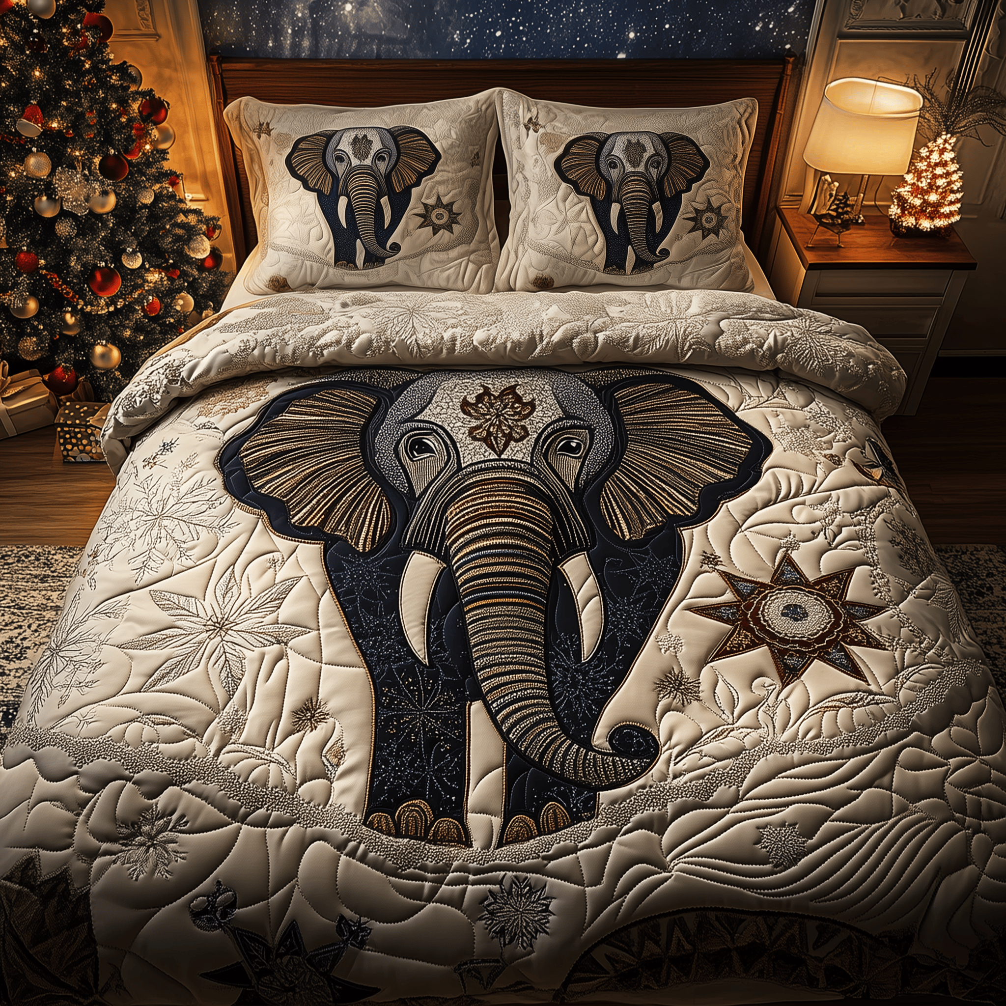 Gentle Elephant Quilted Bedding Set Presents For Elephant Lovers
