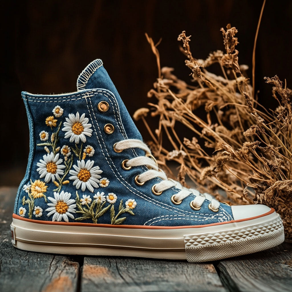 Gentle Flower Canvas High Tops Travel Merch Ready