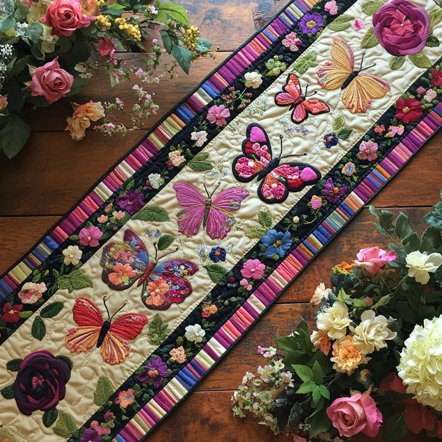 Gentle Flutter Quilted Table Runner Dining Table Decor Butterfly Mothers Day Gifts