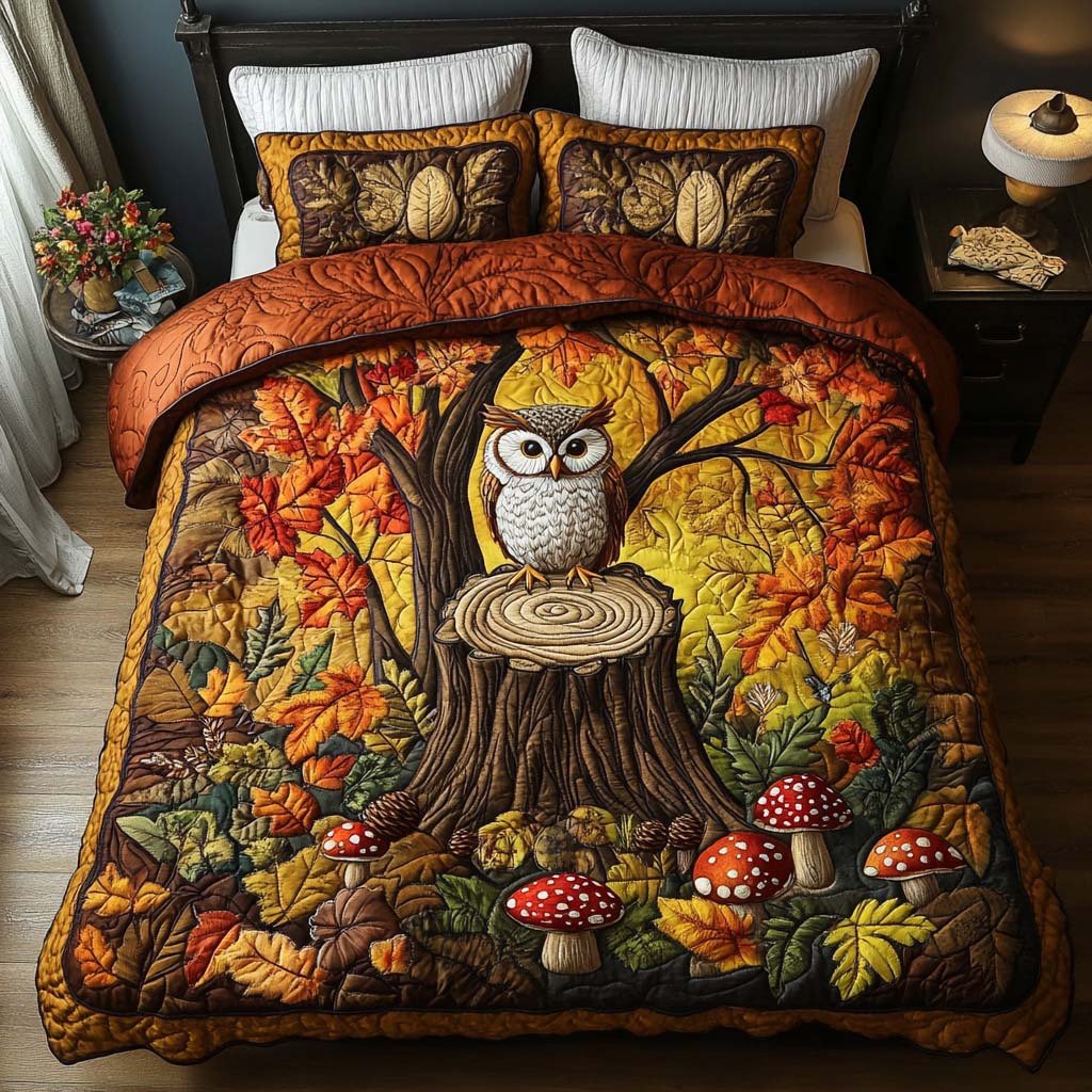 Gentle Forest Nest Quilted Bedding Set Bed Decorations Cute Fall Gifts For Girlfriend