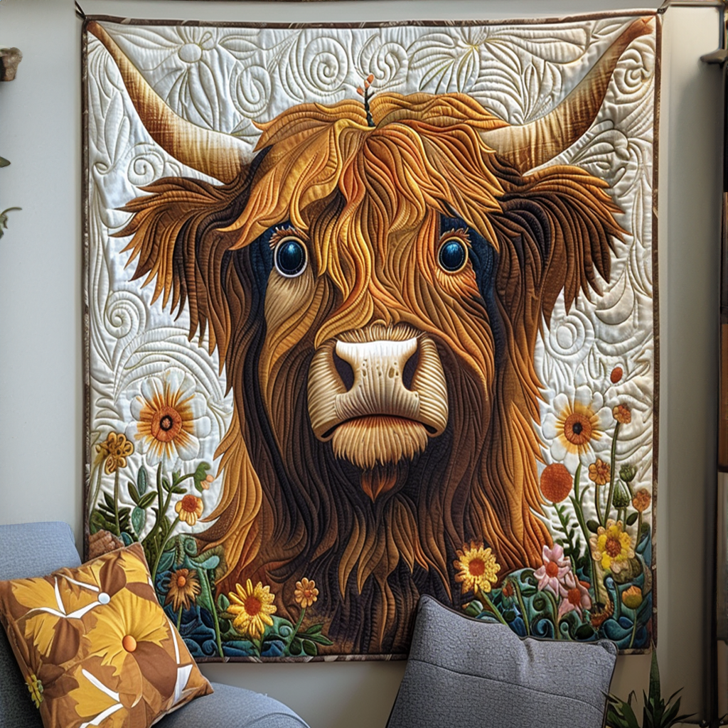 Gentle Gaze Quilted Blanket Gift For Cow Lover