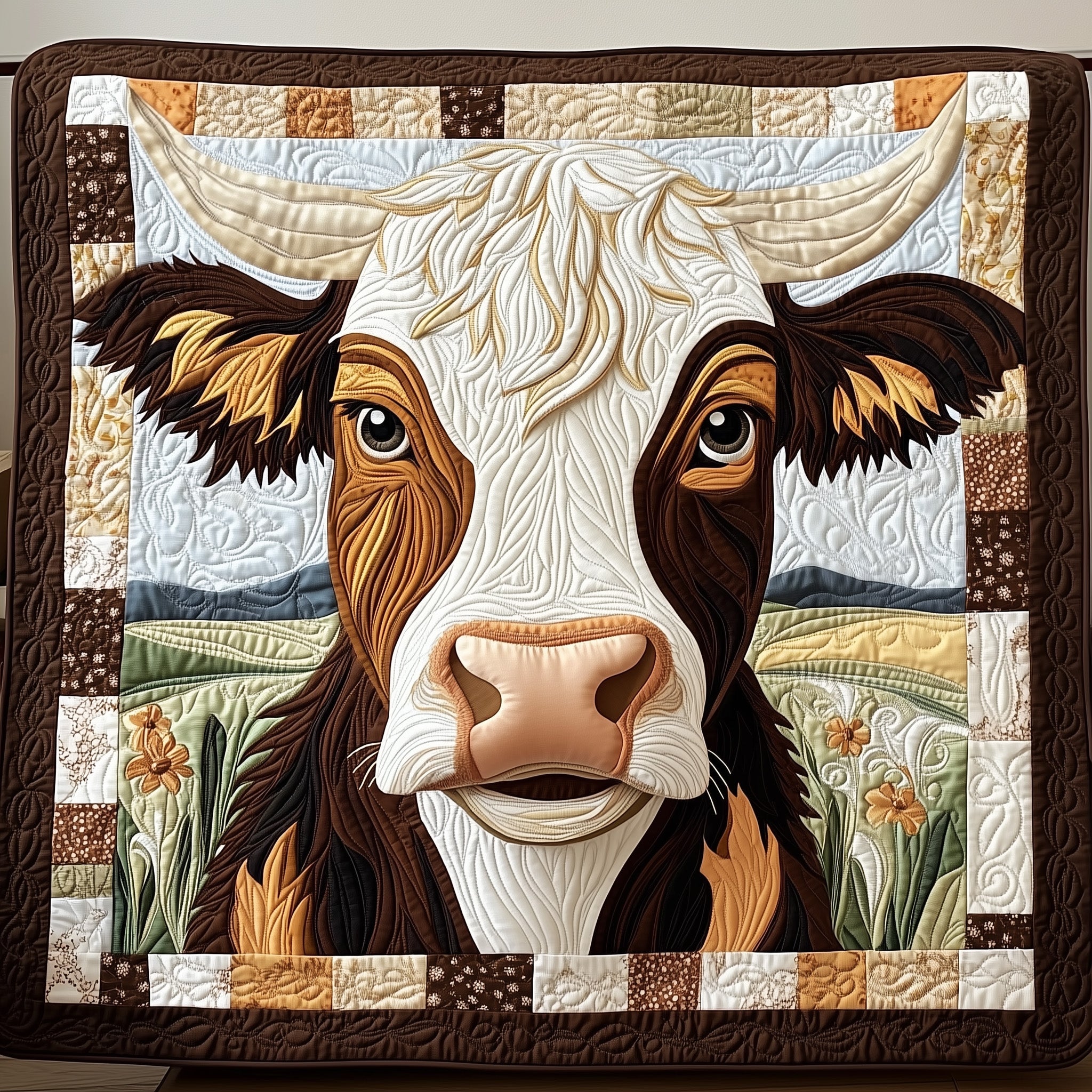 Gentle Giant of the Farm Quilted Blanket Cute Bed BlanketCow Themed Christmas Gifts