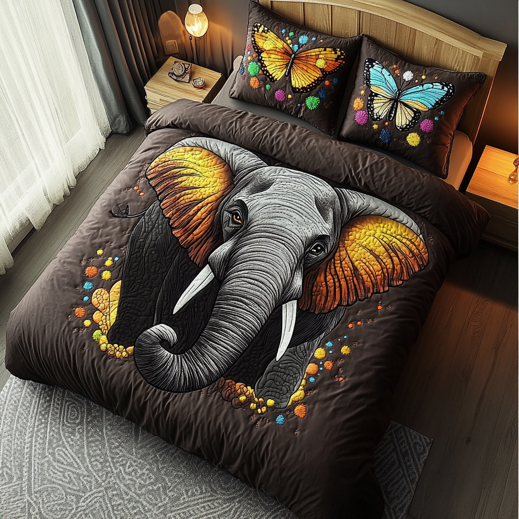 Gentle Giant Quilted Bedding Set Bed Decor Top Gifts For Elephant Lovers