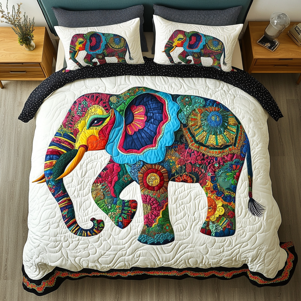 Gentle Giant Quilted Bedding Set Bedroom Decor Best Gifts For Elephant Lovers