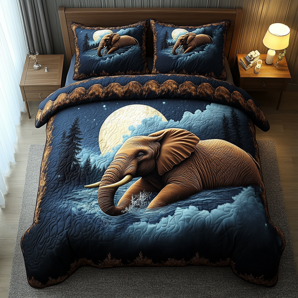 Gentle Giant Quilted Bedding Set Unique Bed Sheet Set Best Unique Gifts For Elephant Lovers