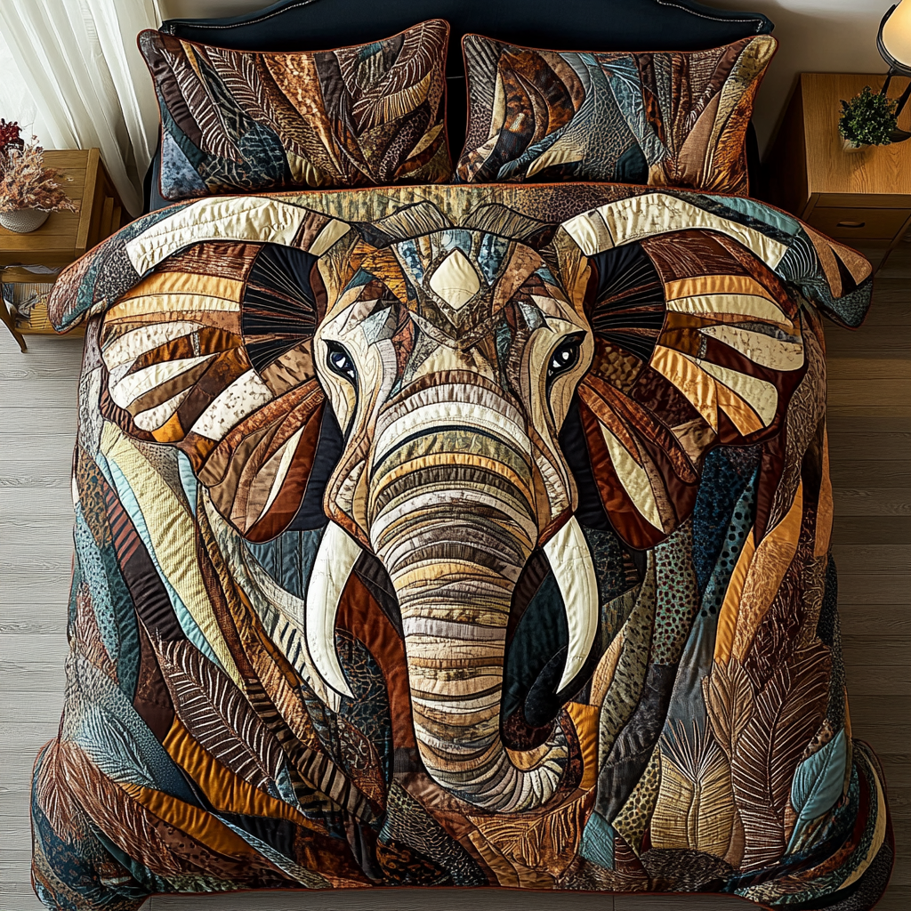 Gentle Giant Quilted Bedding Set Unique Bed Sheet Set Cute Gift For Elephant Lovers