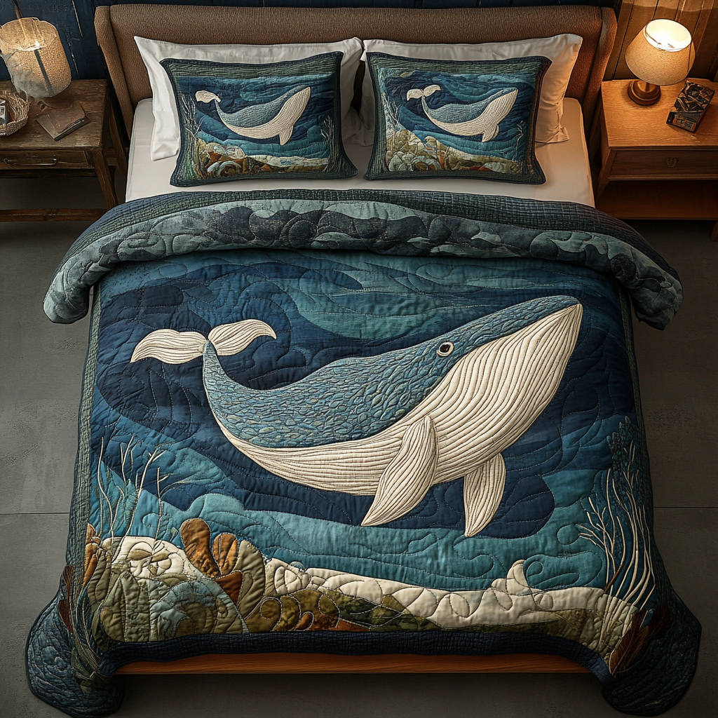 Gentle Giant Quilted Bedding Set Unique Bed Sheet Set Whale Themed Gifts