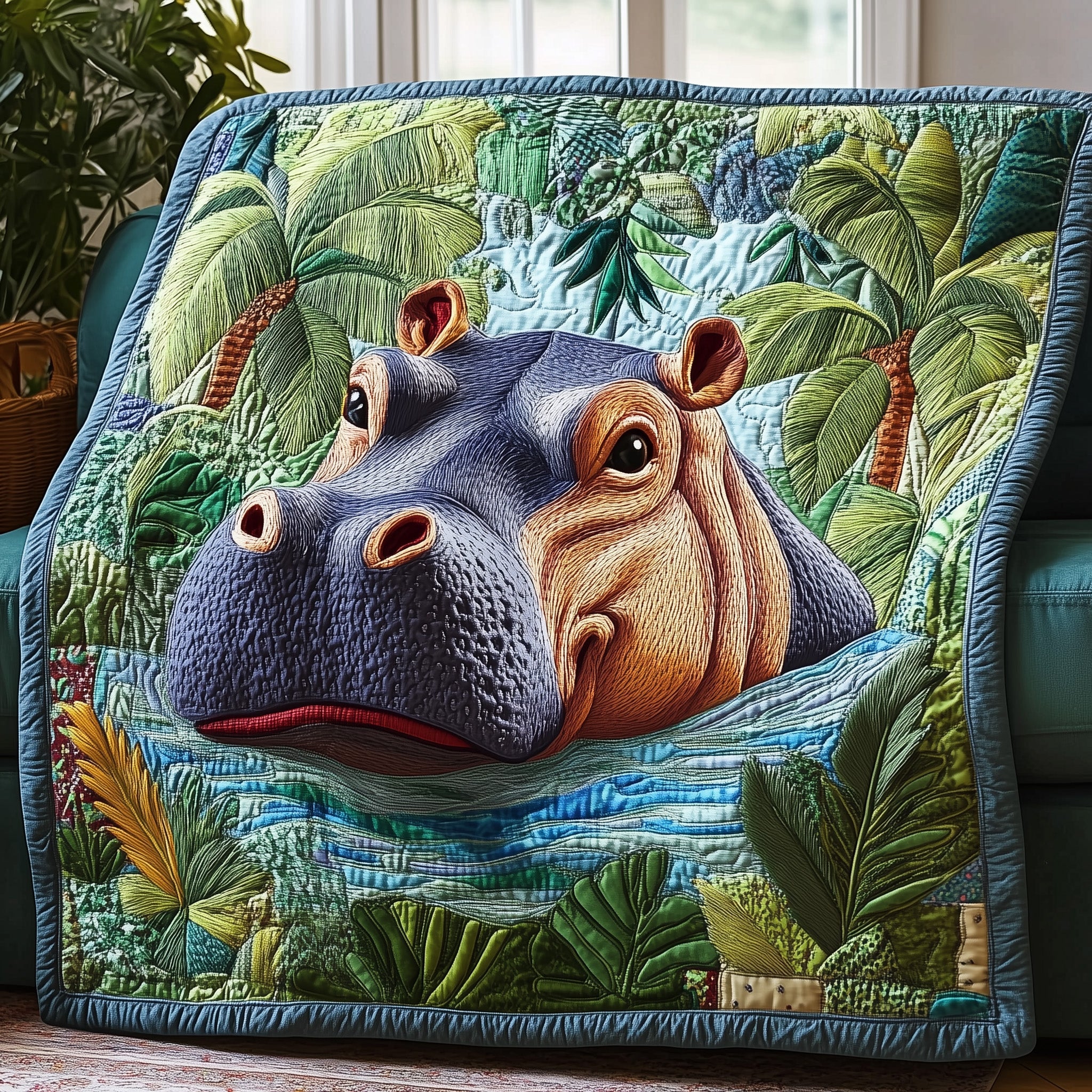 Gentle Giant Quilted Blanket Cute Bed BlanketHippo Gifts For Her