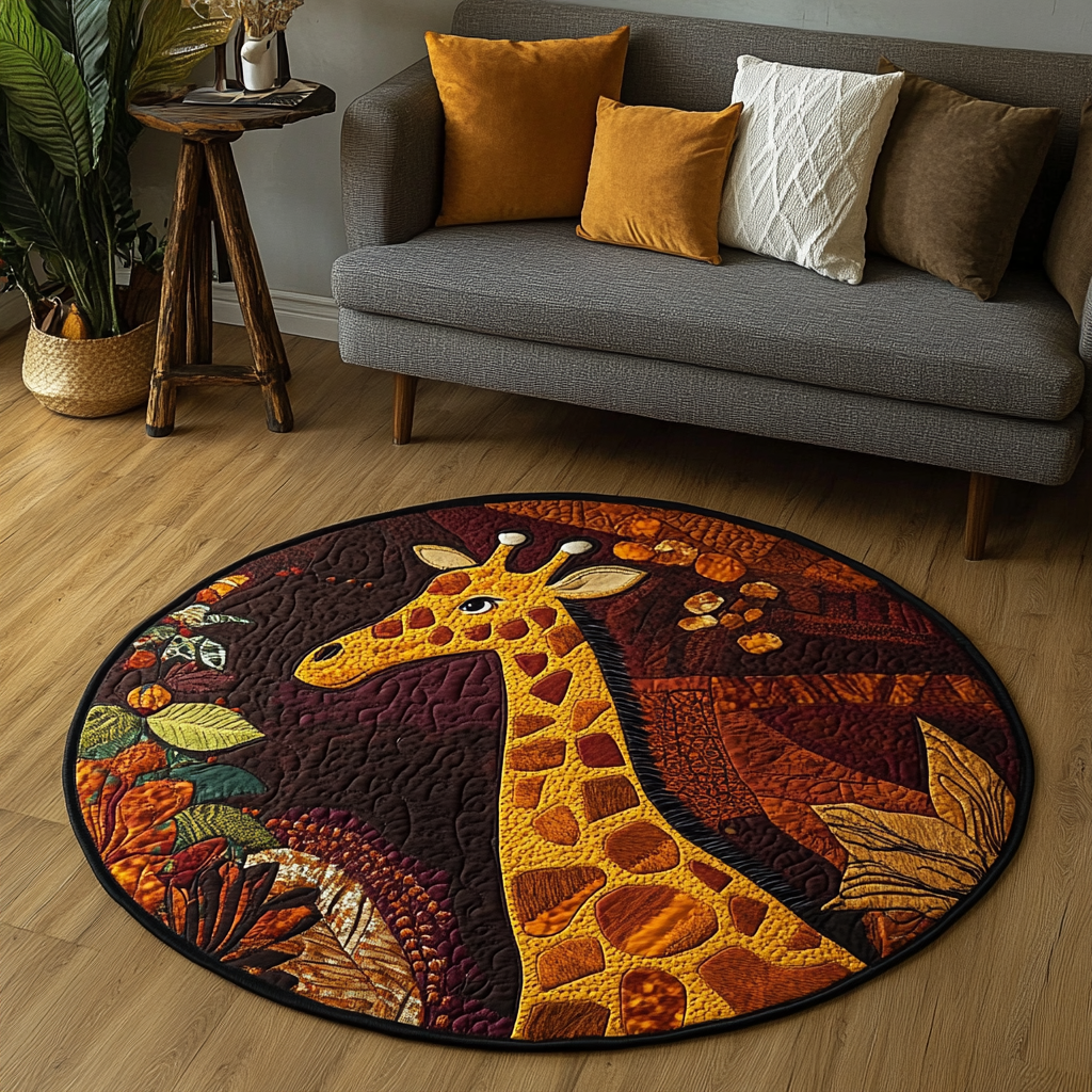Gentle Giant Quilted Round Mat Outdoor Decor Unusual Giraffe Gifts