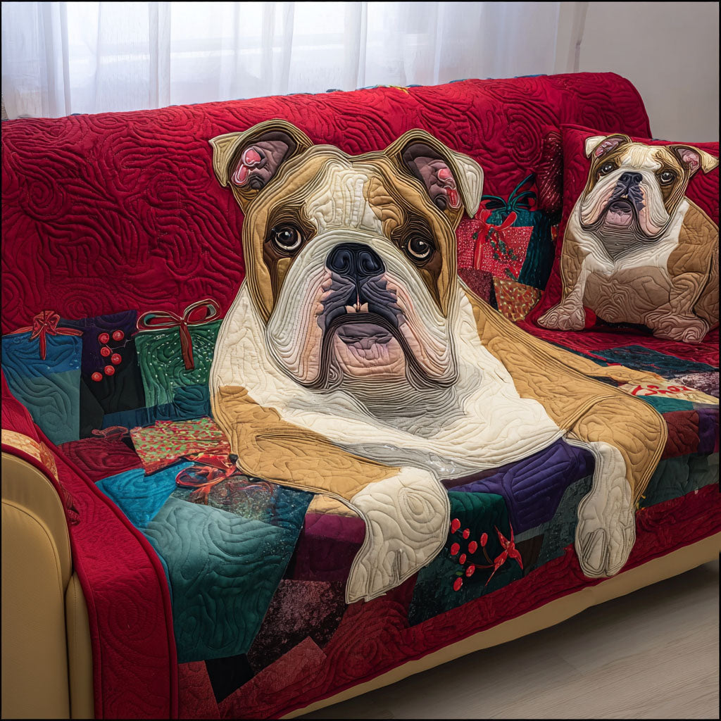 Gentle Guardian Quilted Sofa Cover Home Decorattions British Bulldog Gifts For Him Her