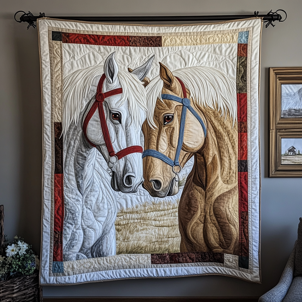 Gentle Horse Quilted Blanket Bedroom Xmas Decor Christmas Gifts For A Deer Hunter