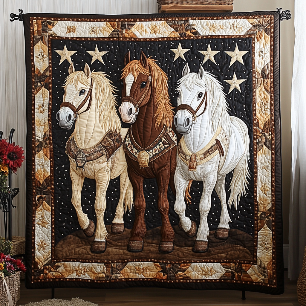 Gentle Horse Quilted Blanket Xmas Holiday Useful Gifts For Horse Owners