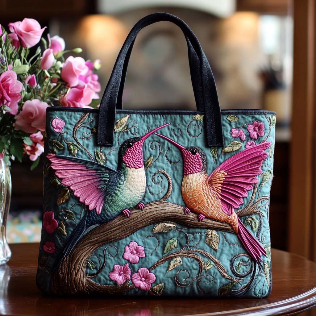 Gentle Hummingbird Whisper Quilted Tote Bag Gifts For A Birdwatcher