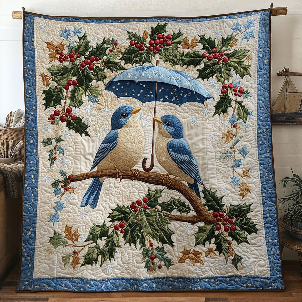 Gentle Snow Bluebird Quilt Trendy Quilt Blanket Gift for Modern Home