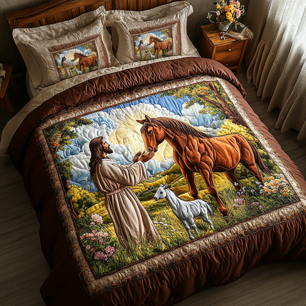 Gentle Spirit Quilted Bedding Set Great Gifts For Horse Owners