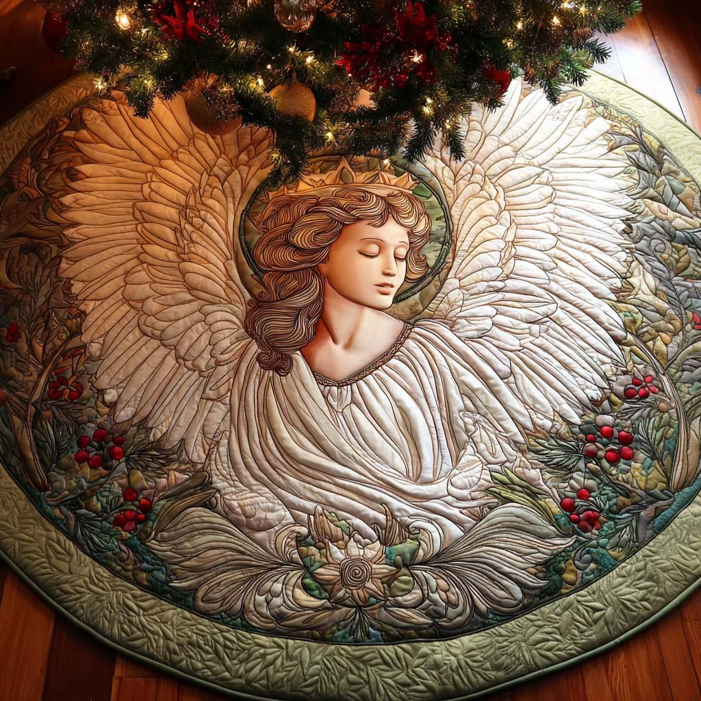Gentle Spirit Quilted Tree Skirt Christian Themed Christmas Gifts For Angel Lovers