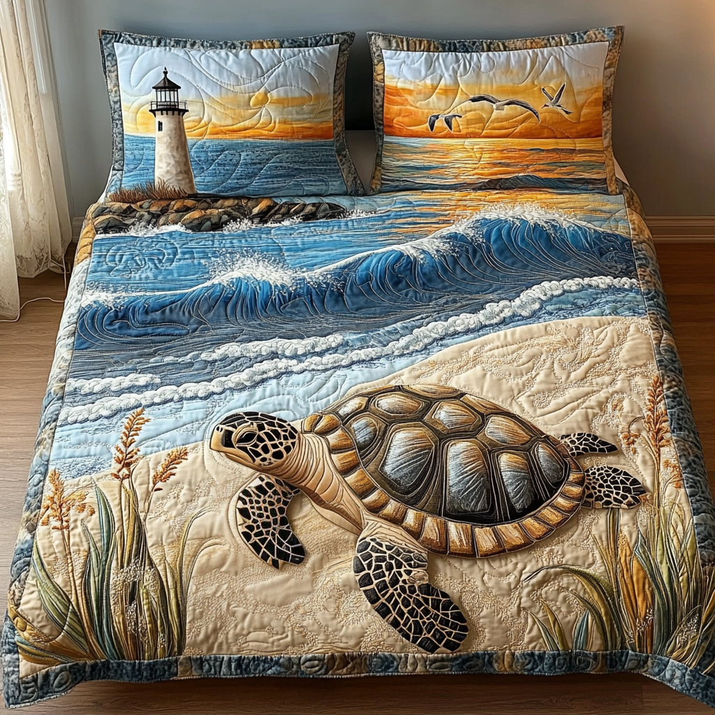 Gentle Tides Quilted Bedding Set Best Comforter Sets Sea Turtle Stuff