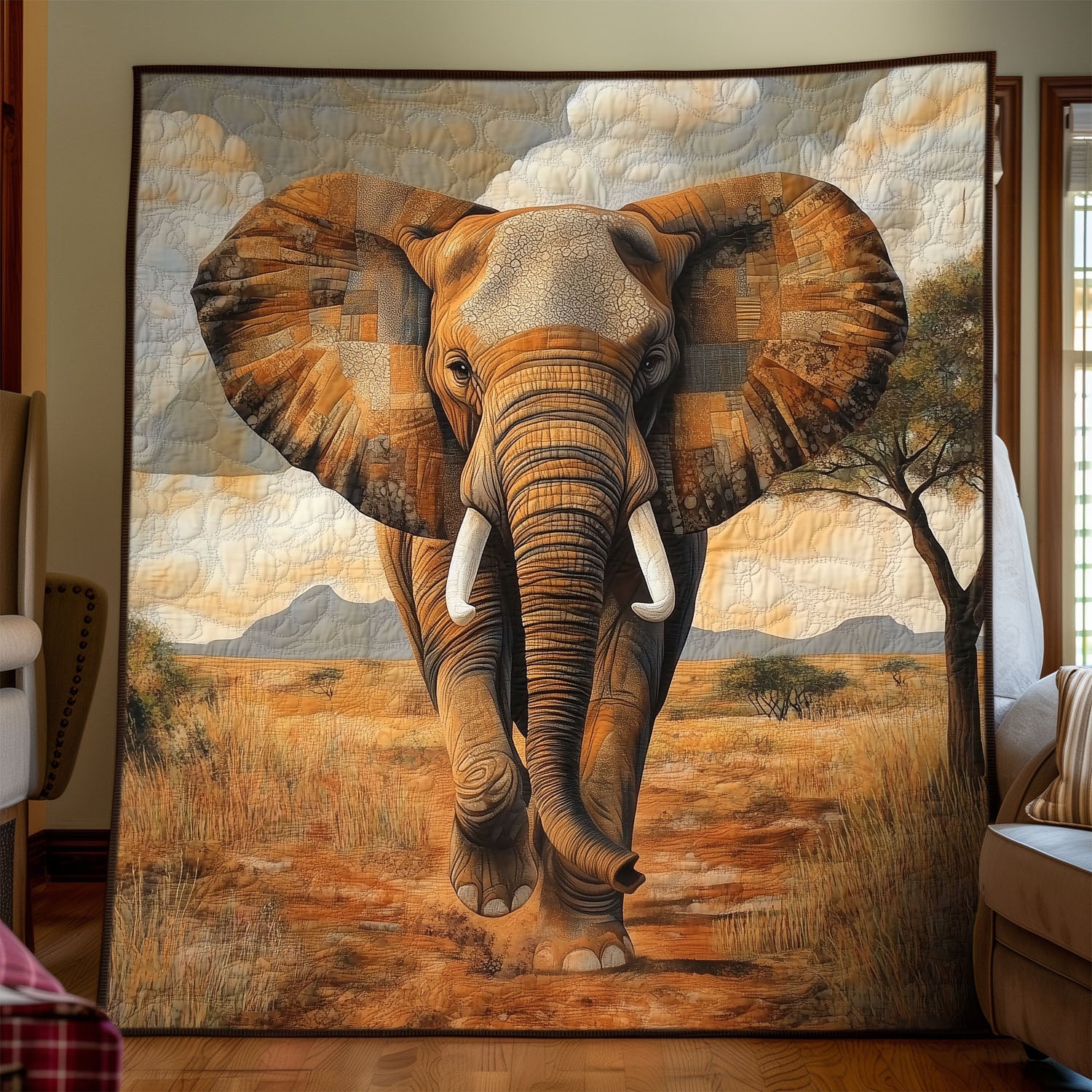 Gentle Tusker Quilted Blanket Unique Elephant Gifts