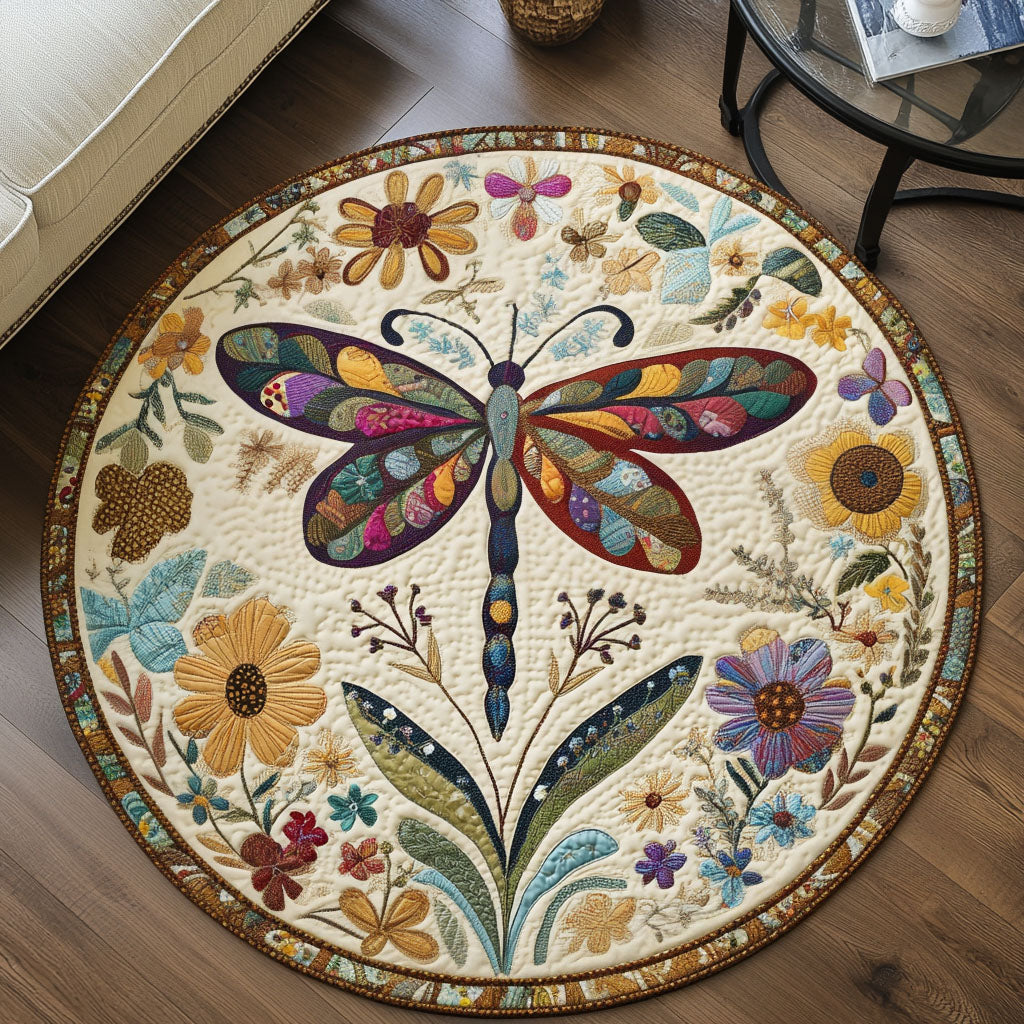 Gentle Wings Quilted Round Mat Home Entrance Decor Ideas Dragonfly Gifts For Women