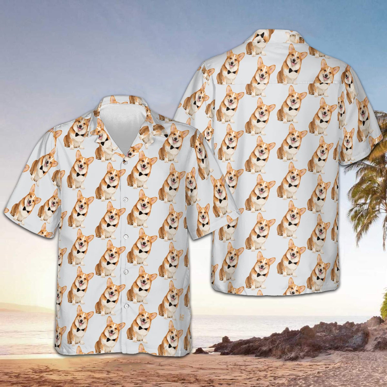 Gentleman Corgi Hawaiian Shirt Summer Button Up Gifts For Corgi Owners