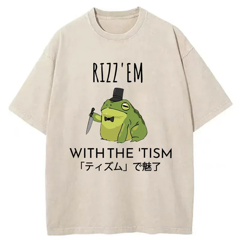 Gentleman Frog Killer Washed T-Shirt Funny Graphic Gift For Friends Gifts For Her