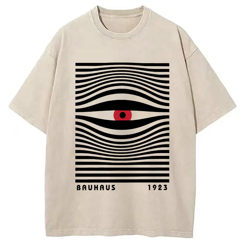 Geometric Eyes Printed Washed T-Shirt Everyday Comfort Graphic Shirt Gifts For Him
