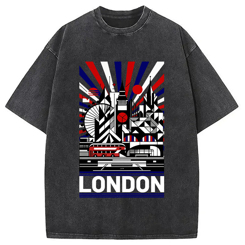 Geometry London Washed T-Shirt Soft Comfortable Daily T Shirt Gifts For Brother Geometry London Washed T-Shirt Soft Comfortable Daily T Shirt Gifts For Brother