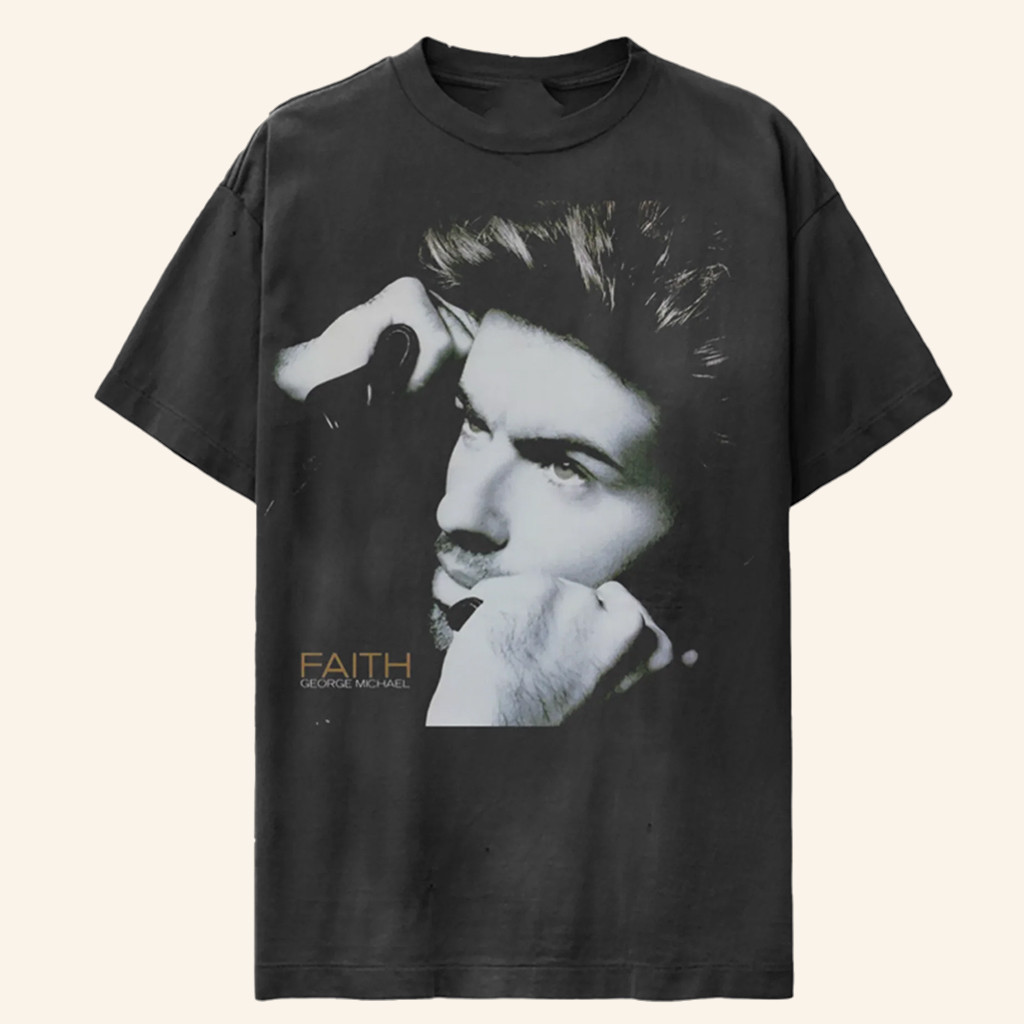 George Michael Merch Faith Faded Photo T-Shirt Music Lover Gift Ideas For Him George Michael Merch Faith Faded Photo T-Shirt Music Lover Gift Ideas For Him
