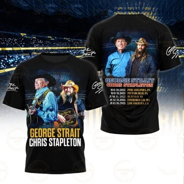 George Strait x Chris Stapleton Tour 2025 T-Shirt Music Lover Gifts For Him