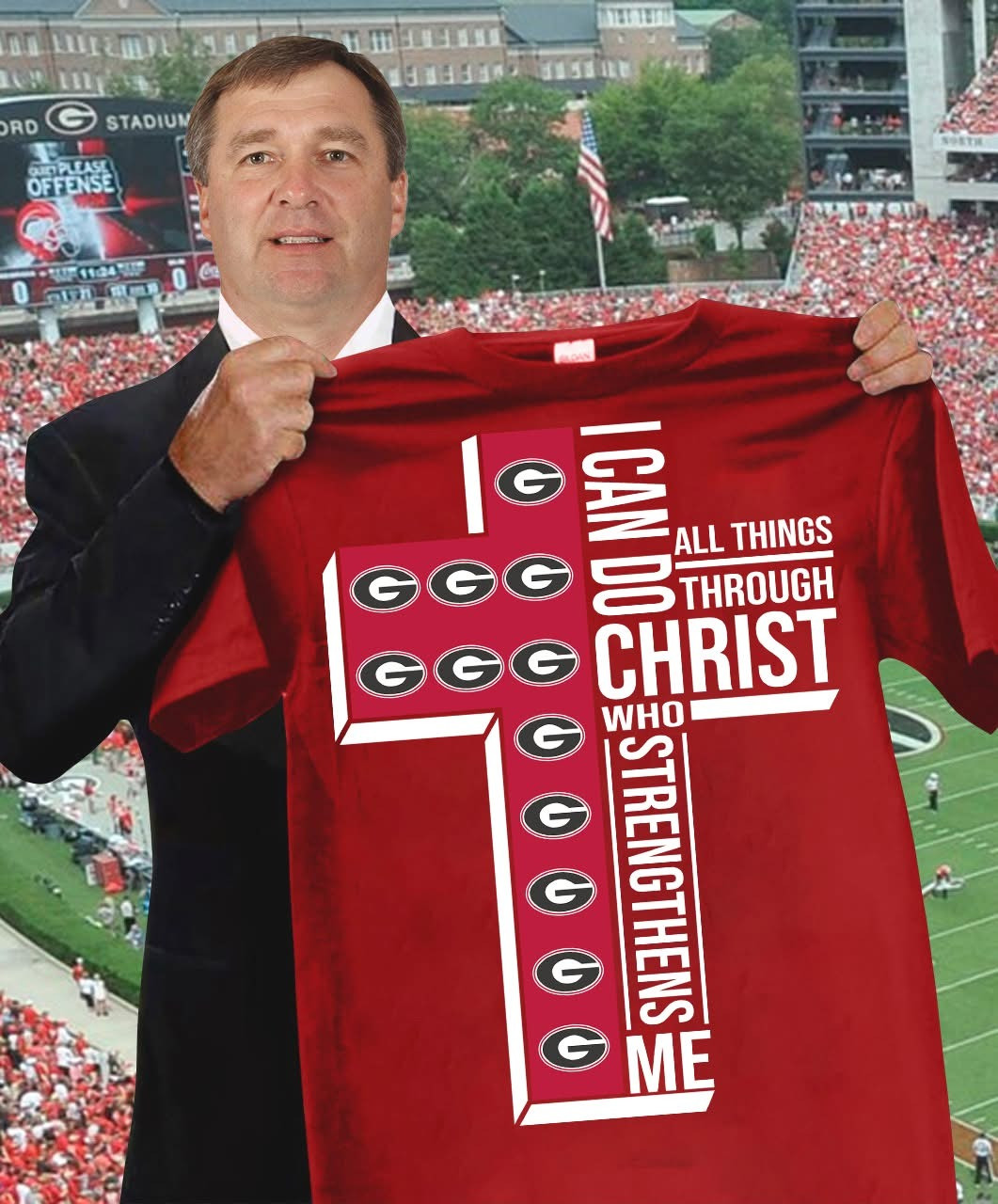 Georgia Bulldogs Faith Shirt I Can Do All Things Through Christ Who Strengthens Me Fan Gift