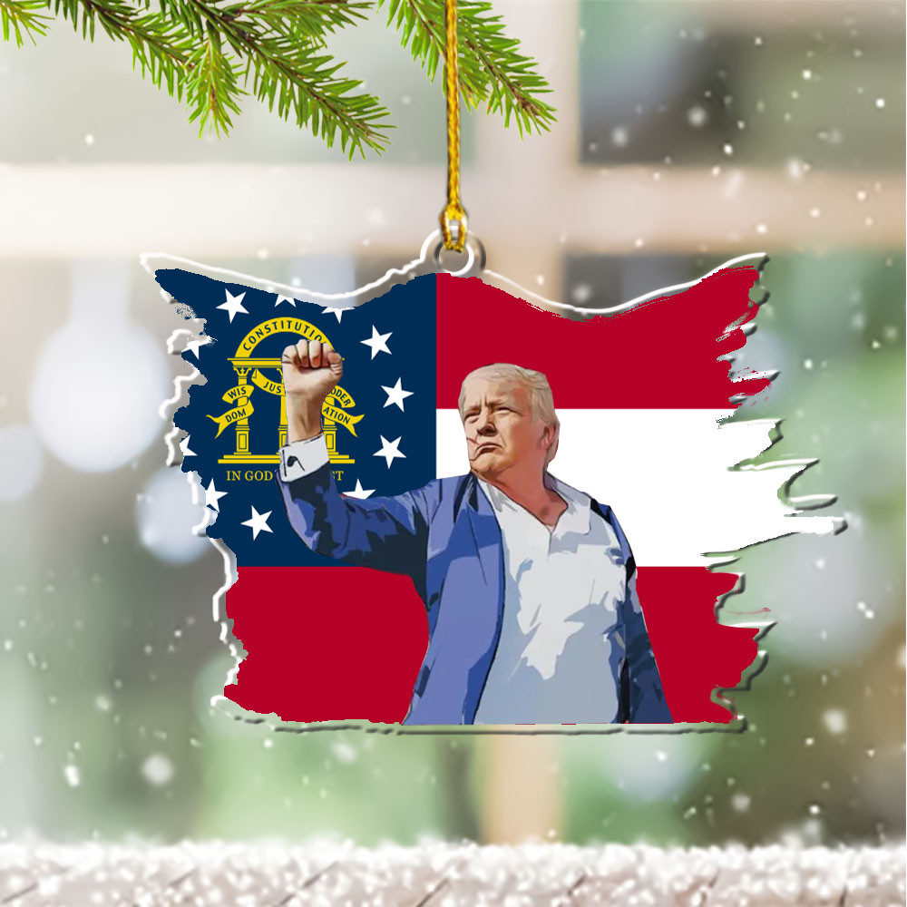 Georgia for Trump 2024 Ornament Shape Donald Trump Fight Ornament for Christmas