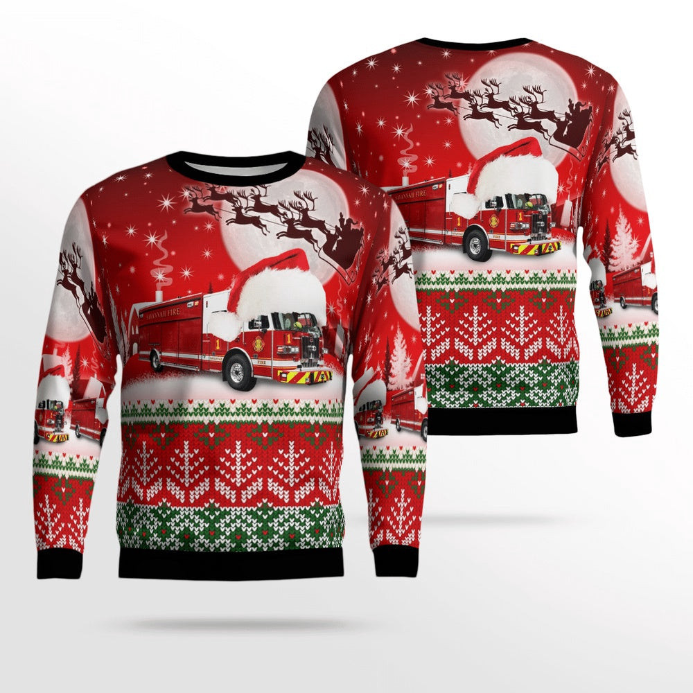 Georgia Savannah Fire And Emergency Services Ugly Sweater Christmas Unisex Sweaters Gift For Christmas