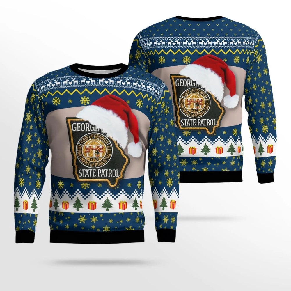 Georgia State Patrol Christmas AOP Ugly Sweater Xmas Unisex Sweater Christmas Gifts For Men Women