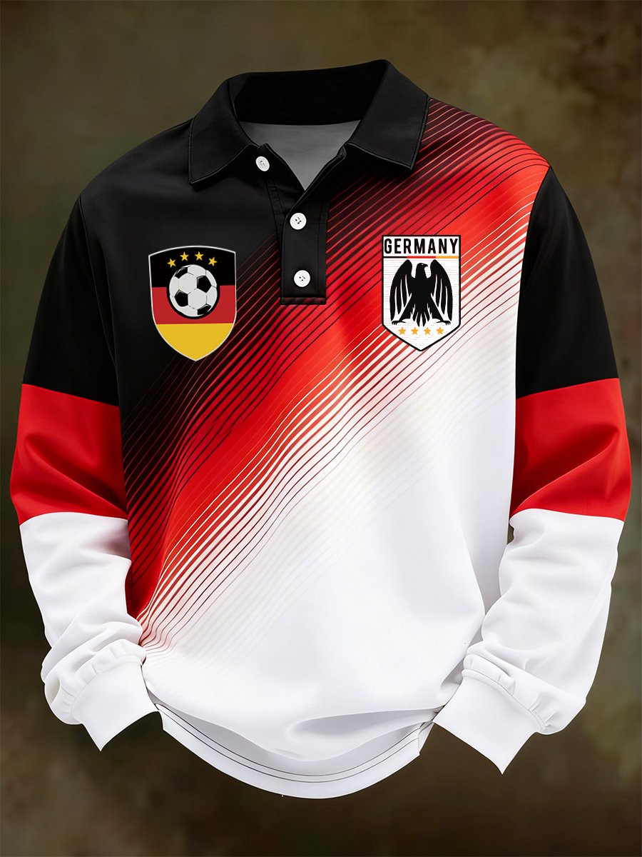 German Football World Cup 2026 Long Sleeve Polo Shirt German National Soccer Team Fan Apparel