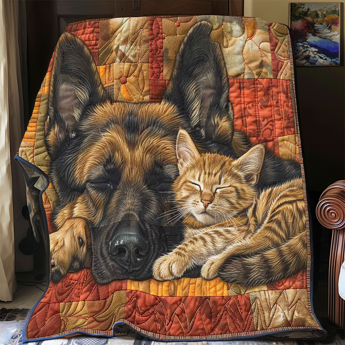 German Shepherd Buddy Quilt Elegant Quilt Blanket for Relaxing Evenings