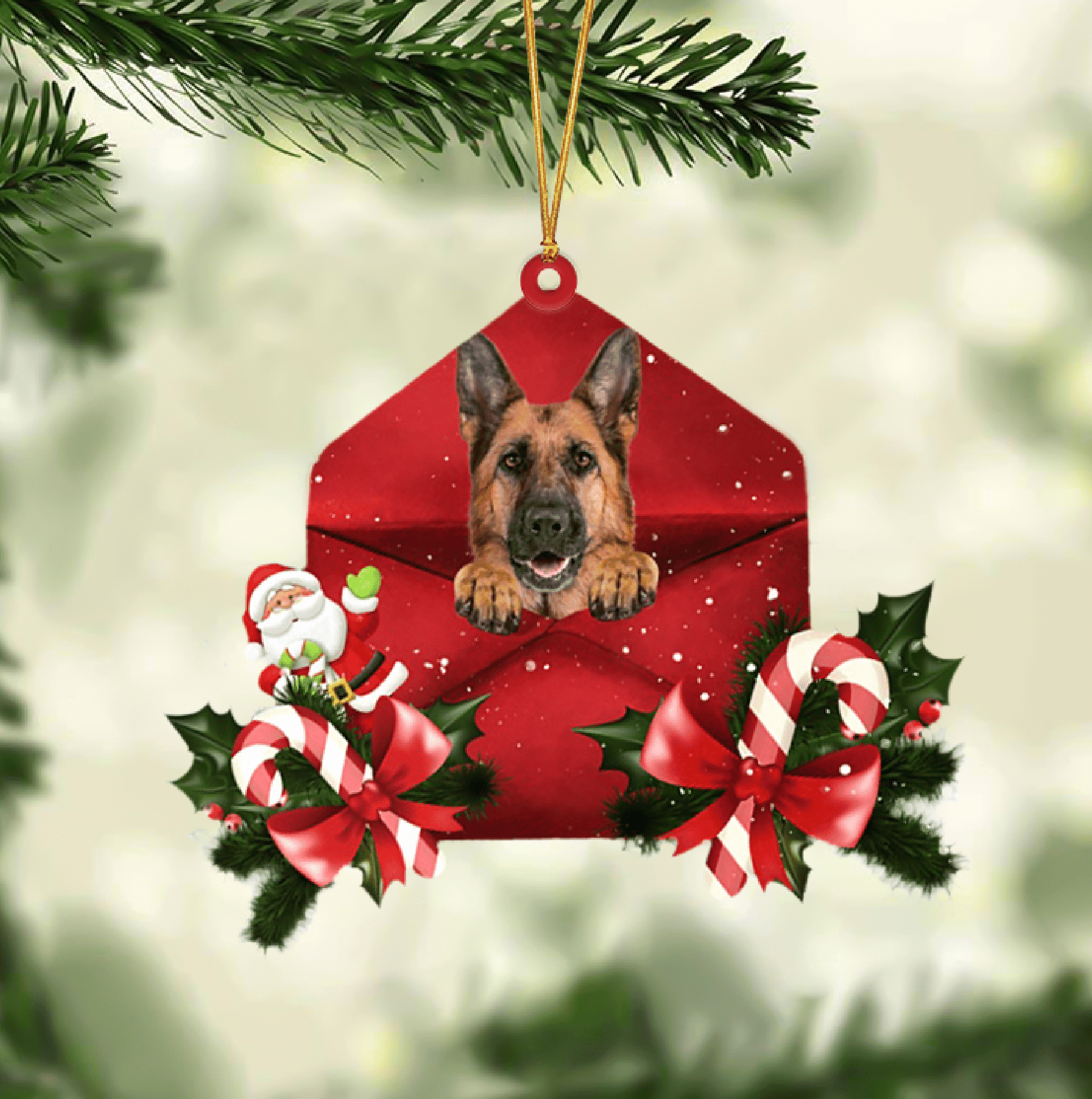 German Shepherd Christmas Letter Shaped Ornament  Acrylic Dog Christmas Ornament Xmas Dog Gifts