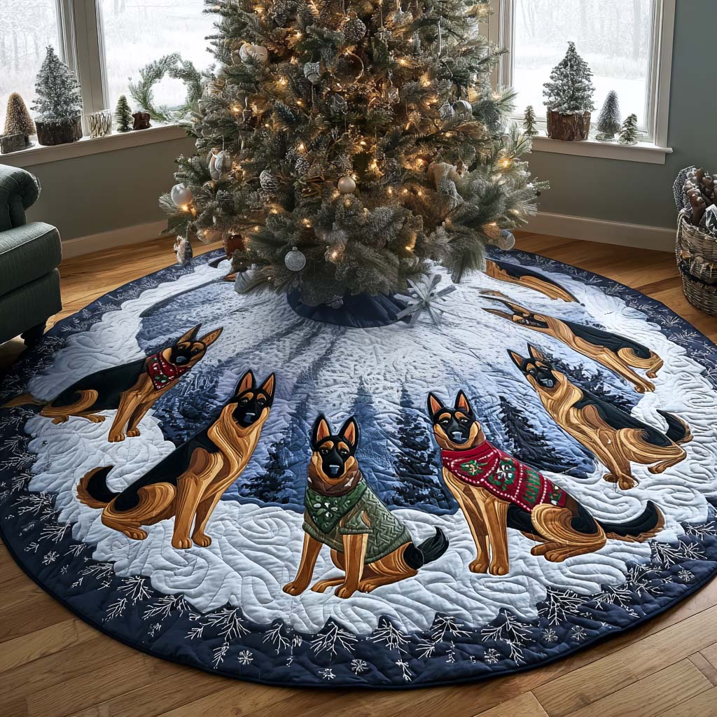 German Shepherd Christmas Quilted Tree Skirt Winter Holiday Decor German Shepherd Gifts Dog Lovers