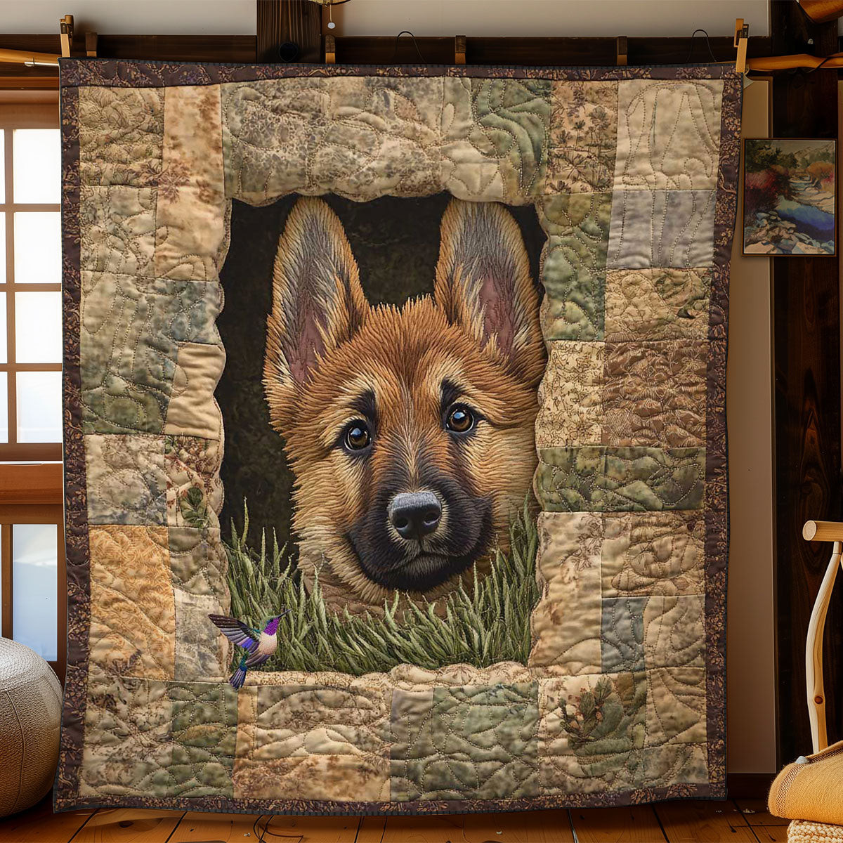 German Shepherd Gaze Holiday Xmas Quilt Blanket Gift For German Shepherd Lover