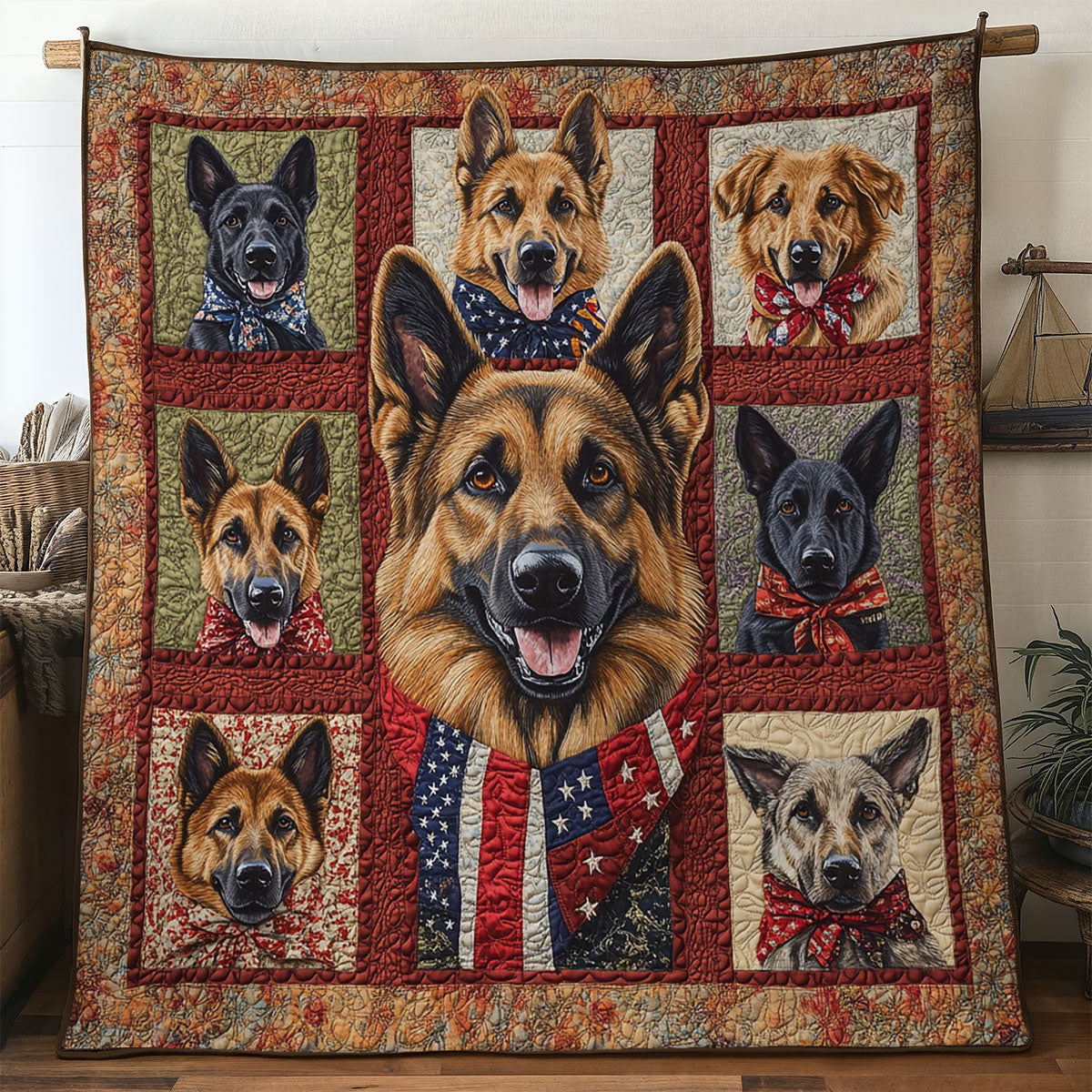 German Shepherd Legacy Quilt Charming Quilt Blanket Gift for Festive Spirit