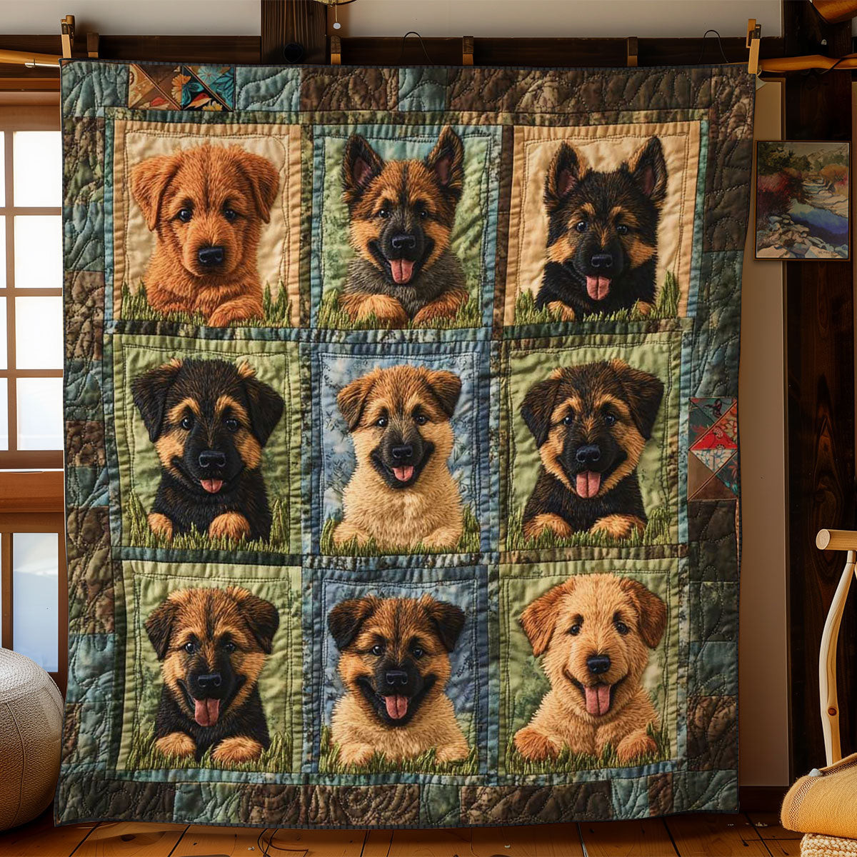 German Shepherd Lookout Holiday Xmas Quilt Blanket Gift For German Shepherd Lover