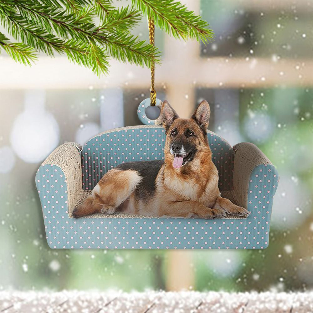 German Shepherd On Sofa Ornament Dog Christmas Tree Ornament Gifts For German Shepherd Lovers