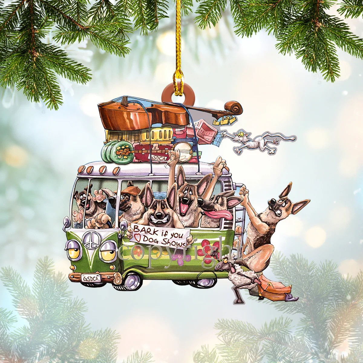 German Shepherd Ornament Funny Christmas Tree Decorations Bark If You Dog Show