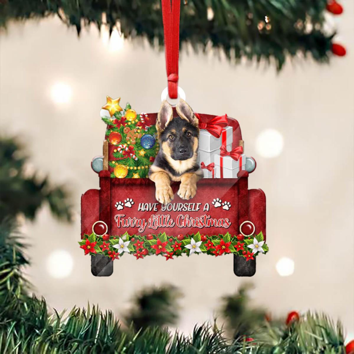 German Shepherd Puppy Christmas Ornament Have Yourself A Furry Little Christmas Dog Ornament