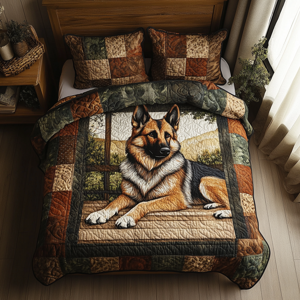 German Shepherd Quilted Bedding Set Bed Decorations Best Gifts For German Shepherds - Image 2