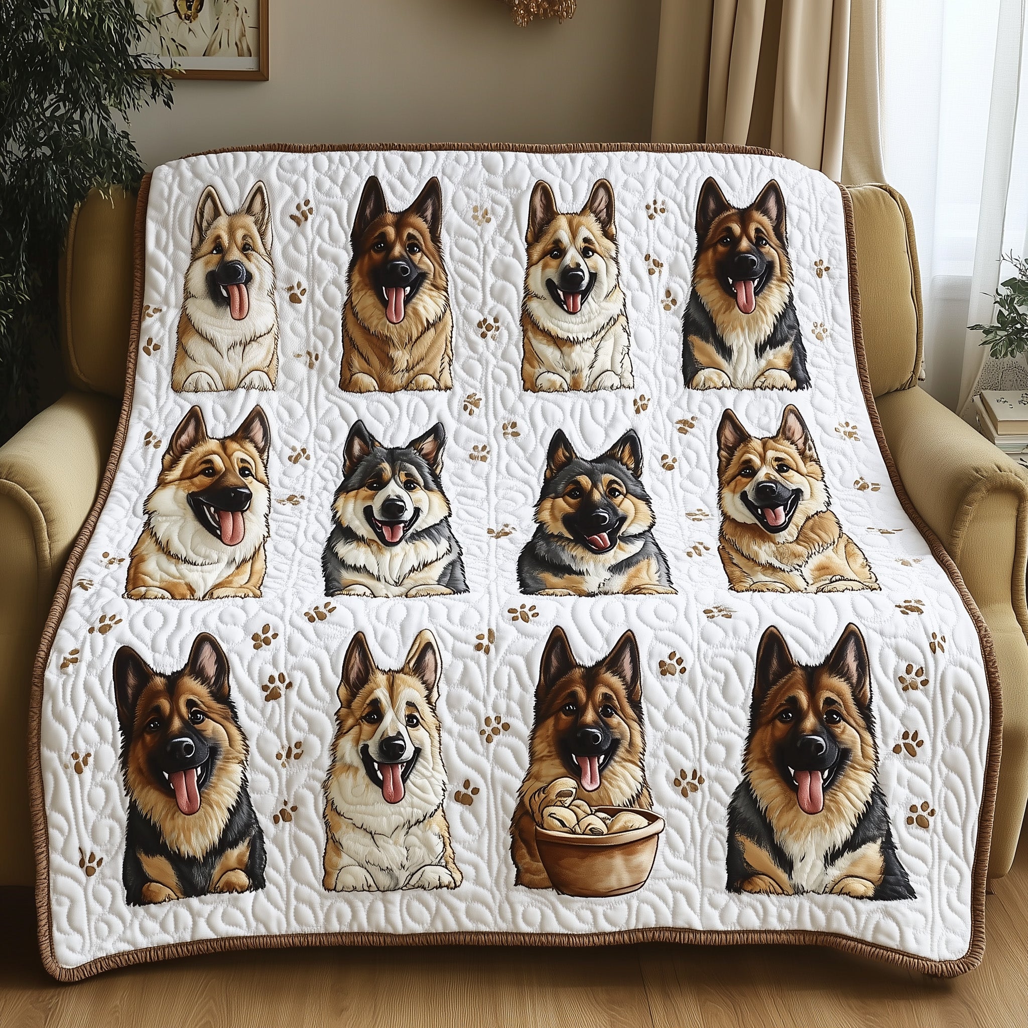 German Shepherd Quilted Blanket Merchandise Throw BlanketCute Gifts For Dog Lovers Owners