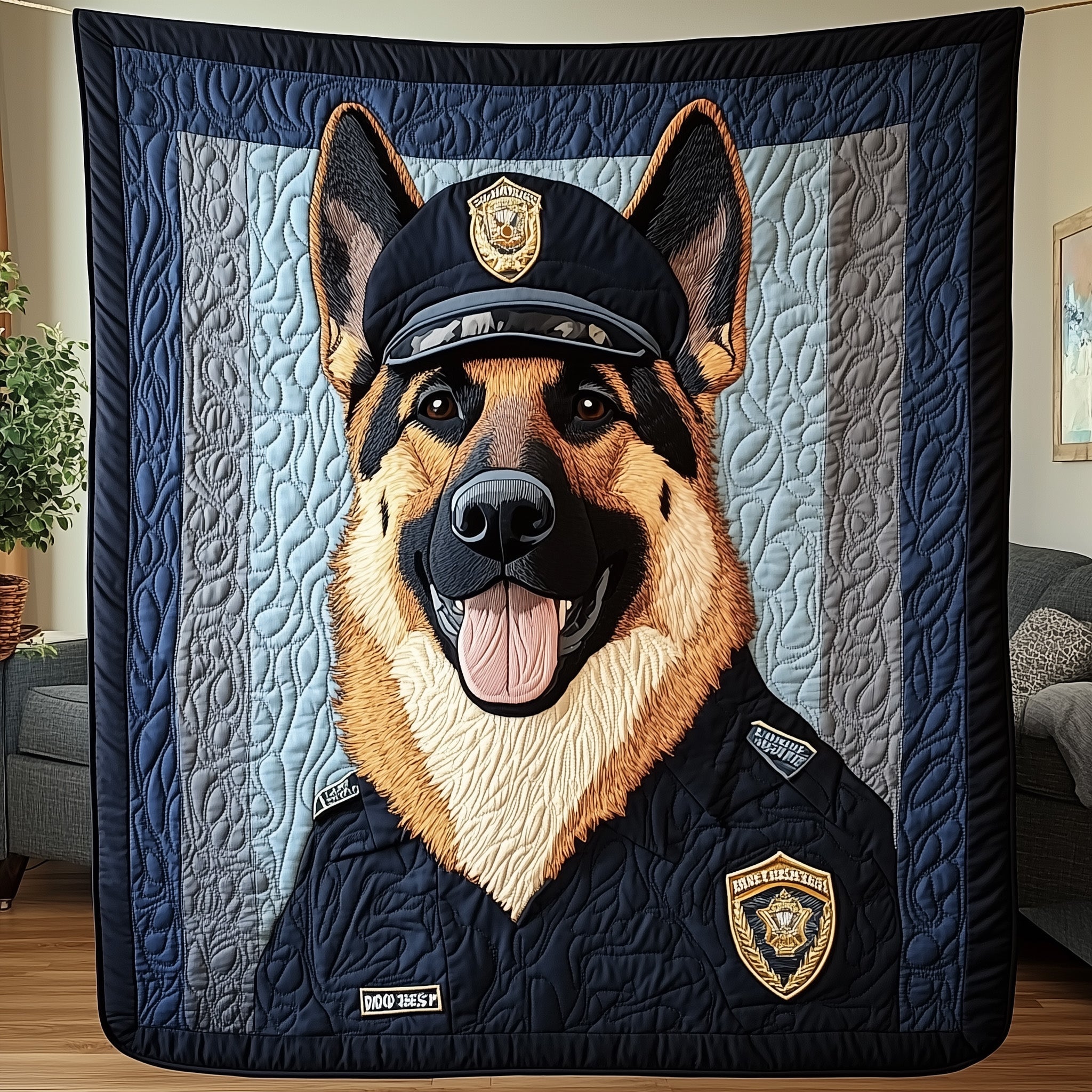German Shepherd Quilted Blanket Merchandise Throw BlanketDog Themed Gifts For Humans