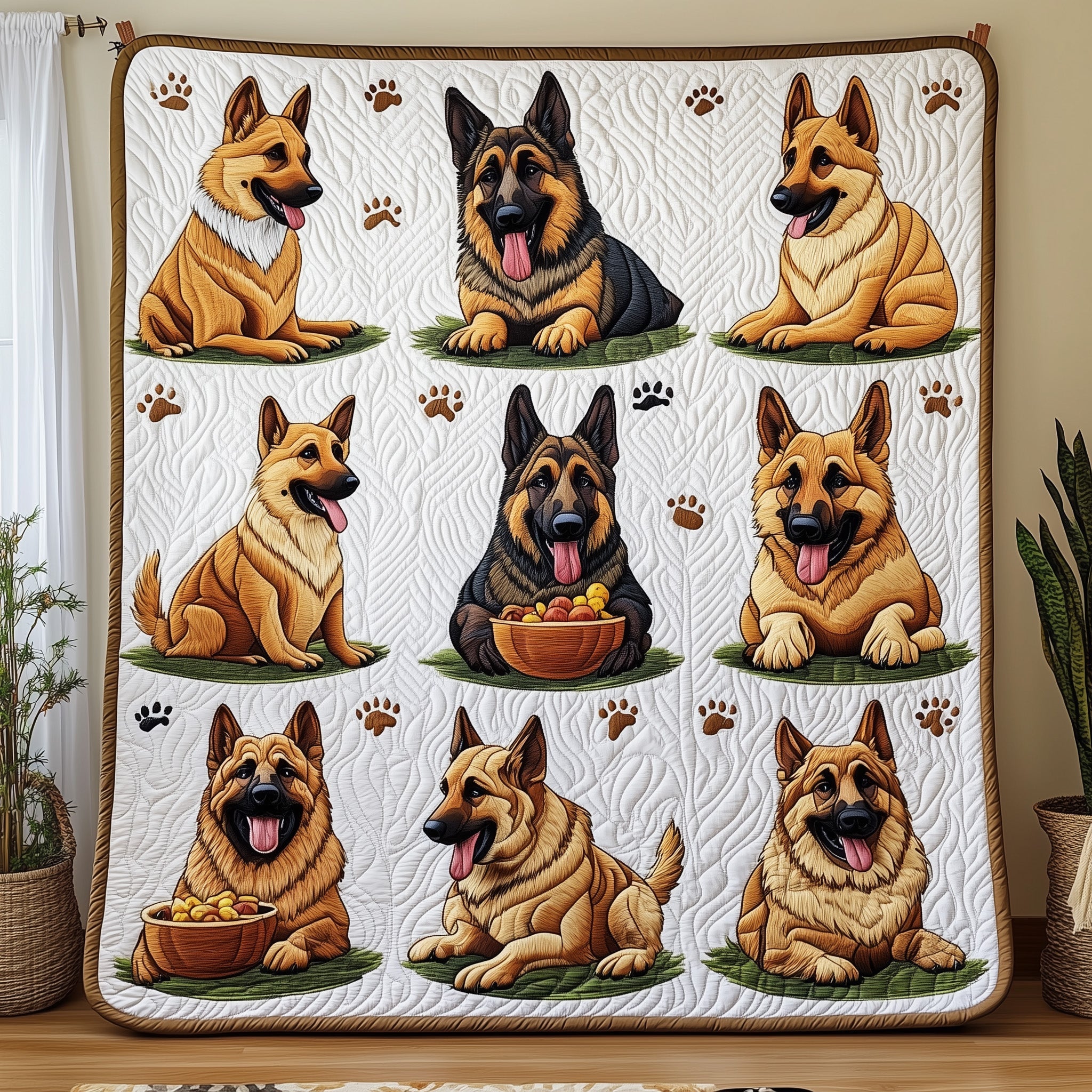 German Shepherd Quilted Blanket Merchandise Throw BlanketPresents For Dog Owners
